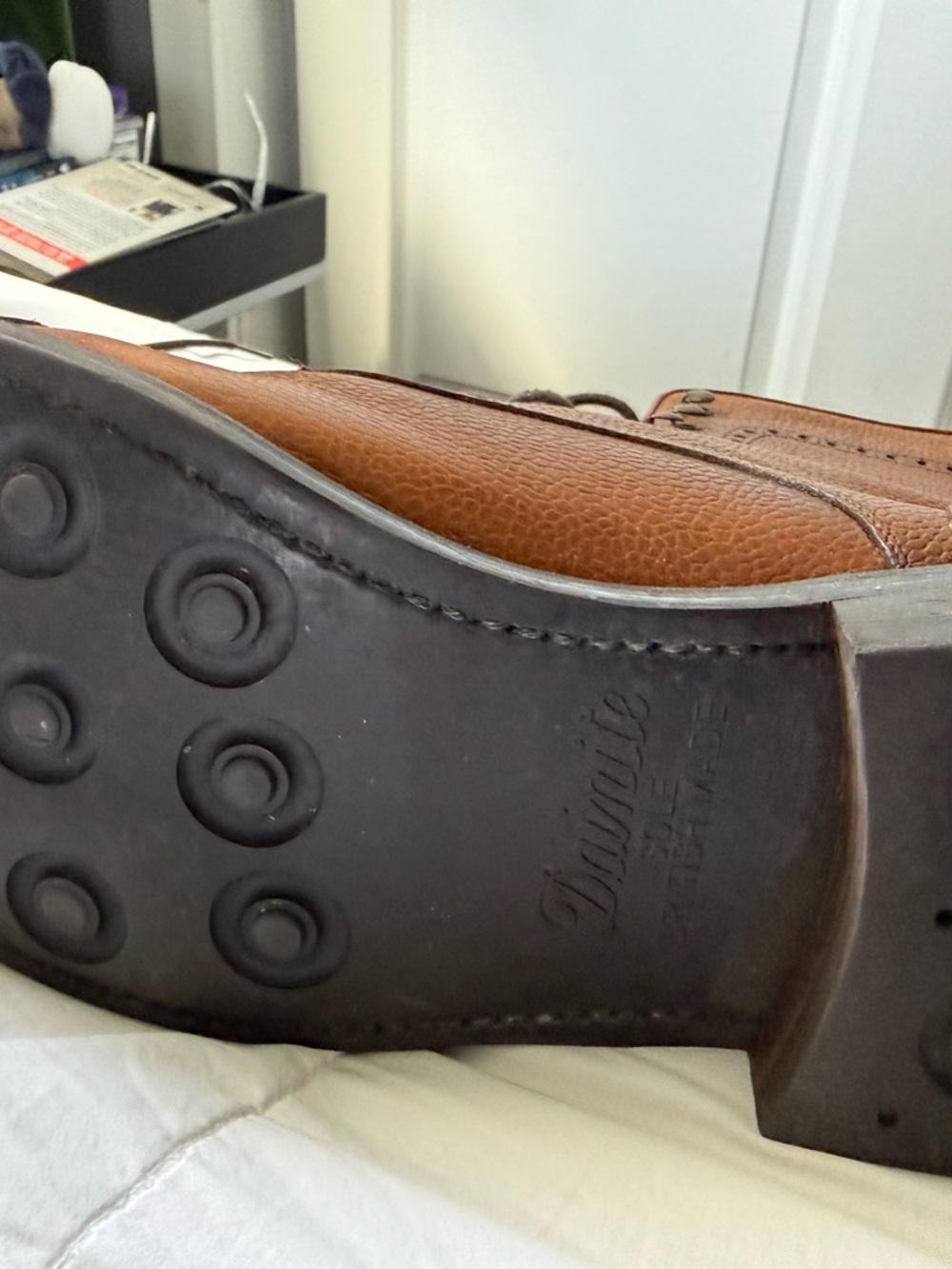Taft Gladiator Men's Tan Leather Wingtip Boots - Classic Brogue Lace-Up - Picture 4 of 7